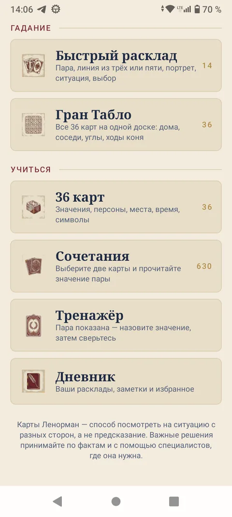 Ленорман — Быстрый расклад и Гран Табло