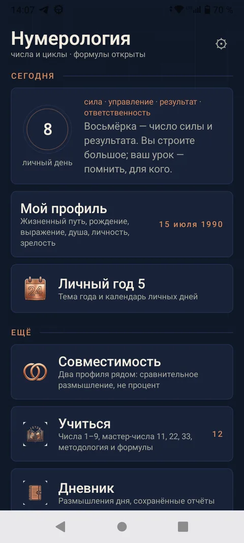 Нумерология — Профиль и число дня