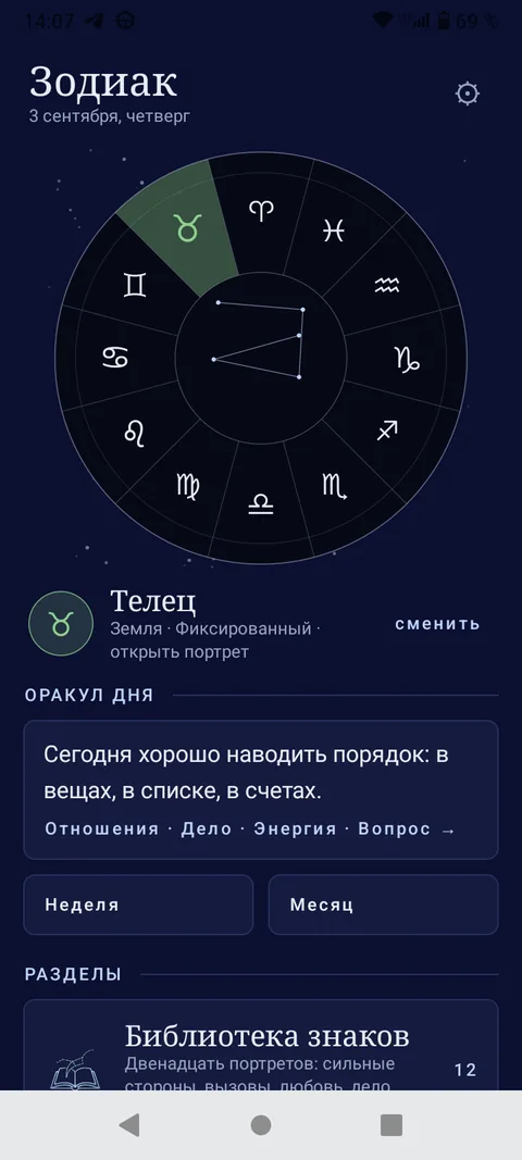 Зодиак — Колесо и оракул дня